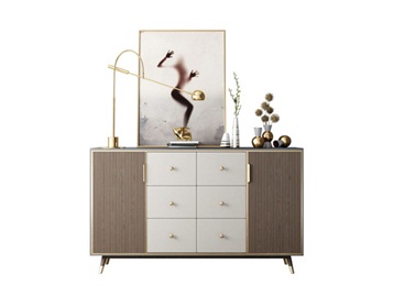 北歐（ōu）現代簡約餐廳（tīng）實木備餐櫃儲物定製