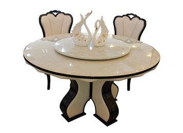 歐式桌（zhuō）1.3米雙層帶轉盤大理石圓桌