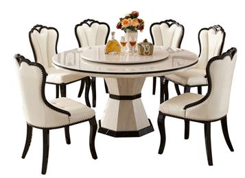 歐式（shì）象牙白大（dà）理石圓餐桌