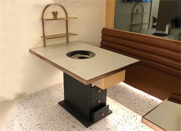 自助火鍋店時（shí）尚大理石帶（dài）菜架餐桌