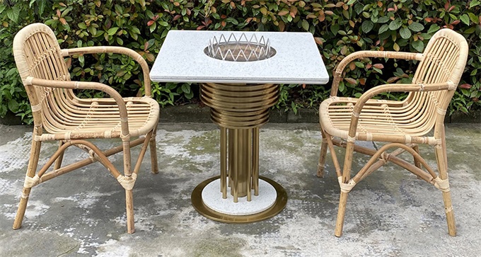 不鏽鋼輕奢大理石2人位電陶爐火鍋桌