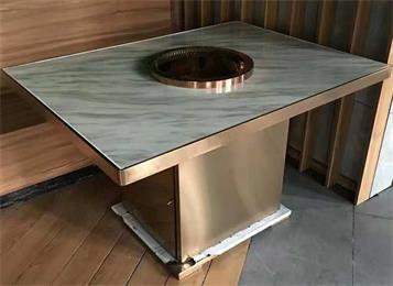 酒店無煙火鍋桌_海底撈（lāo）方形大理（lǐ）石無煙火鍋桌