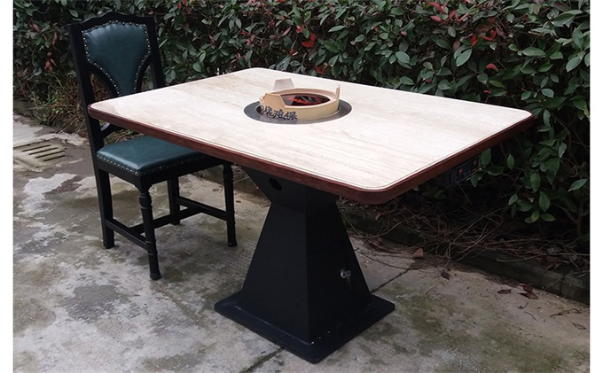 天然大（dà）理石分餐火鍋桌_智能火鍋桌廠家