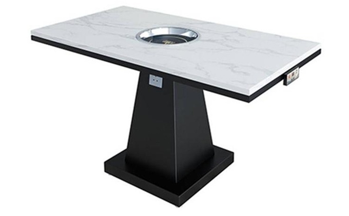 重慶火鍋桌定製_大理石電磁爐火鍋餐桌