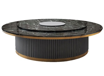 酒店包房大理石20人台電動旋轉大餐桌