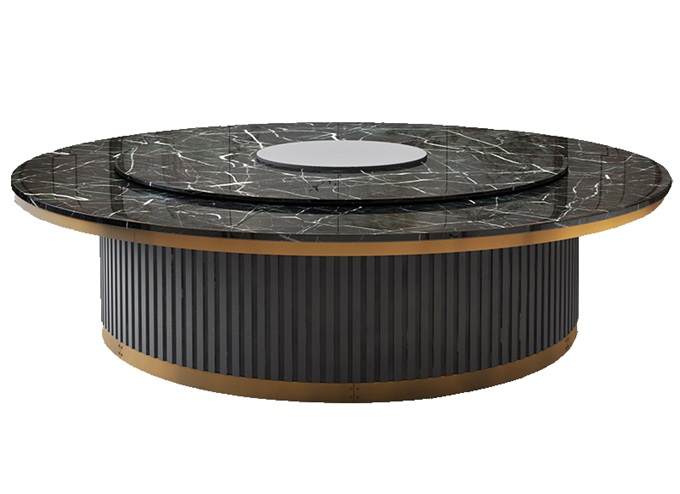 酒店包房大理（lǐ）石20人台電動旋轉大餐桌