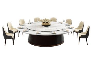 酒店包間時尚大理石電動靜音（yīn）圓餐桌