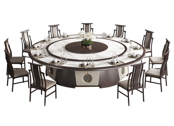 宴會2.2m新中式時尚電動轉（zhuǎn）盤餐桌