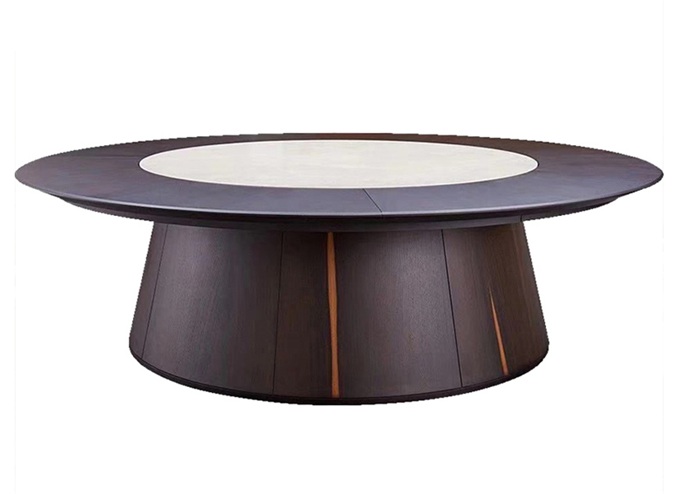 酒樓內嵌（qiàn）式時尚實木電動轉盤餐桌