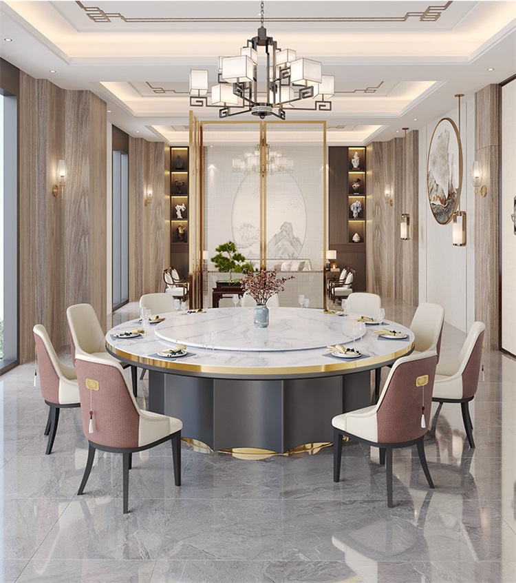 酒店會所別墅（shù）20人（rén）位高級電動（dòng）餐（cān）桌大圓桌