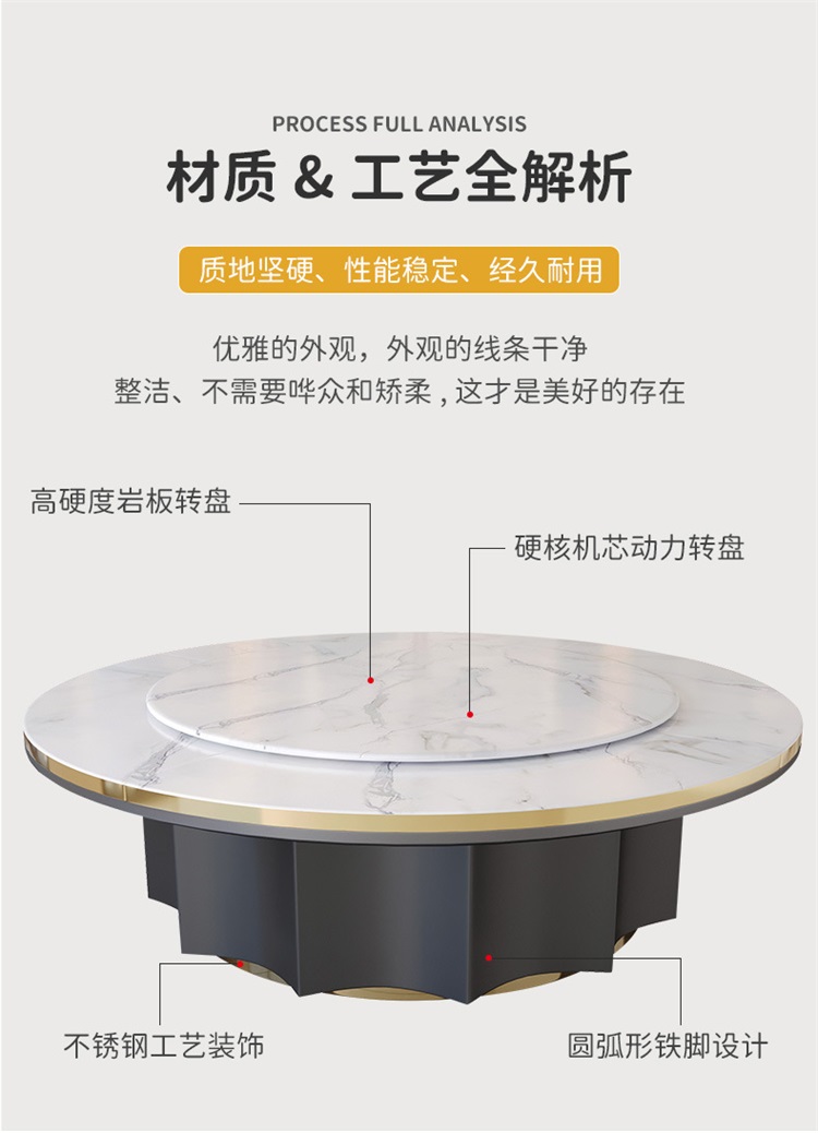 酒店會所別墅20人位高（gāo）級電動餐桌大圓桌