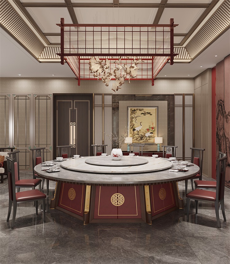 酒店會所新（xīn）中式電（diàn）動餐（cān）桌18人電動餐桌