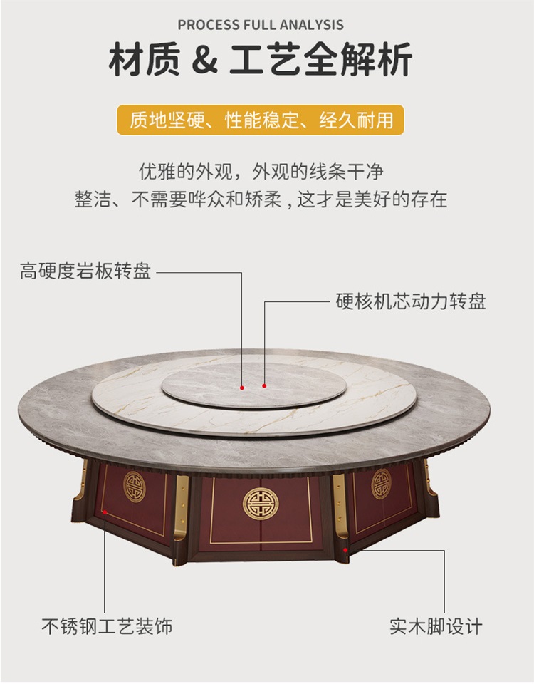 酒店會所（suǒ）新中式電動餐桌18人電動餐（cān）桌（zhuō）