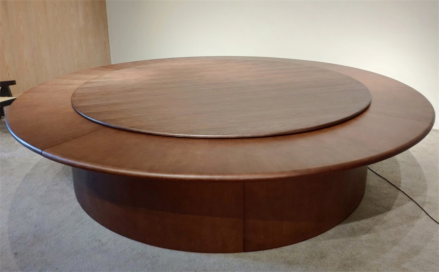 酒店會所（suǒ）簡（jiǎn）約（yuē）實木電動餐桌大圓桌