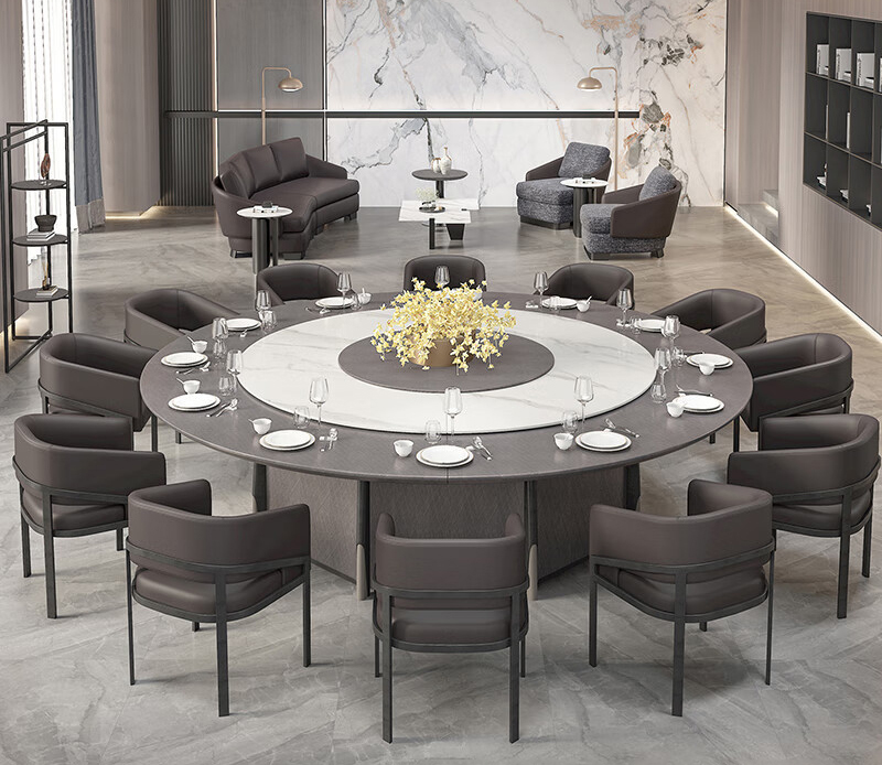 新中式輕奢時(shí)尚電動餐桌大圓桌(zhuō)