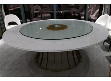 時尚酒樓餐廳大理石餐桌_中式餐廳餐桌（zhuō）椅定做（zuò）