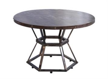 酒樓（lóu）菜（cài）館複古鐵藝實木做舊餐桌