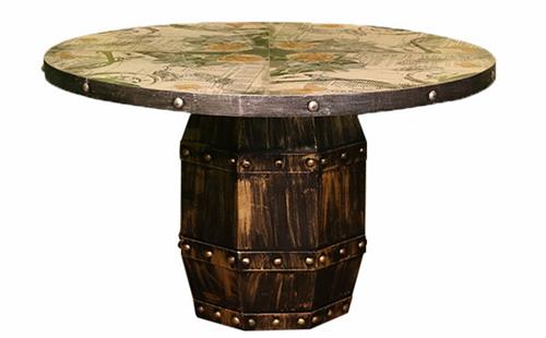 美式鄉村實木圓形餐桌餐台飯桌