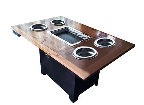 2018新款實木無(wú)煙火鍋燒(shāo)烤一體桌