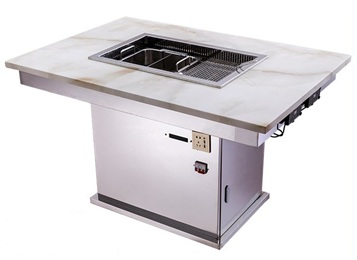 無（wú）煙燒烤涮鍋一體（tǐ）桌_自助火鍋燒烤（kǎo）一體桌廠家