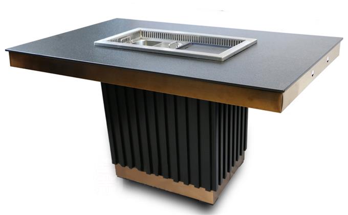 火燒石下排風無煙烤涮火鍋一體（tǐ）桌