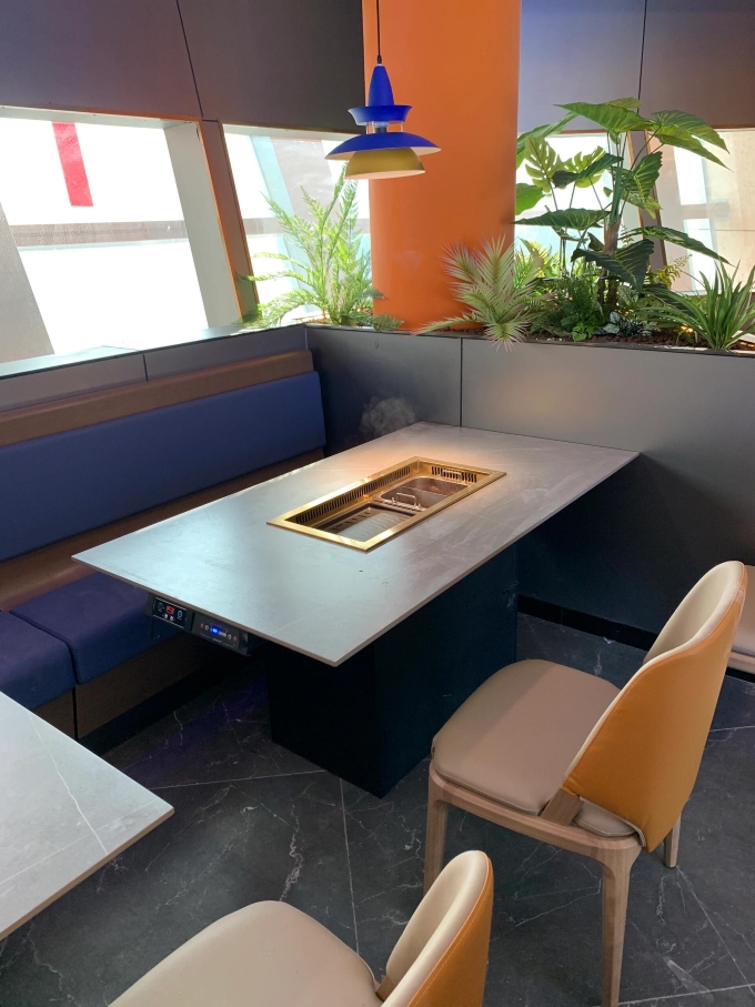 自助火鍋烤肉店無煙淨化烤涮一體(tǐ)桌