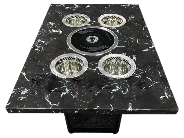 一人(rén)一鍋小火鍋大理石無(wú)煙烤涮一體桌