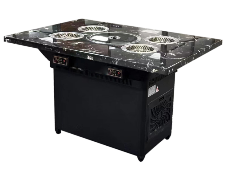 一人一鍋小火鍋大(dà)理石無(wú)煙烤涮一體桌