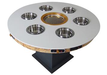 圓形6人位小火鍋桌_火鍋燒烤（kǎo）涮一體（tǐ）無煙大理石餐