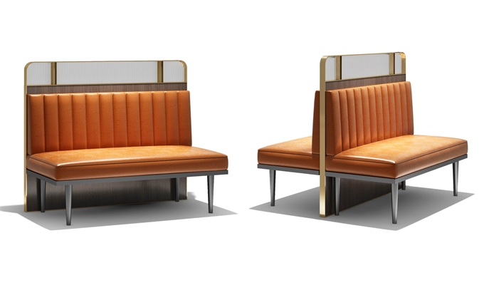 韓式火鍋烤肉店不鏽鋼時尚雙麵(miàn)卡座