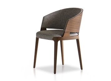 火鍋店（diàn）胡桃木休閑布藝軟包靠背椅子