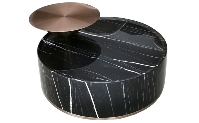 酒（jiǔ）吧會所輕奢子母組合（hé）大理石圓茶幾（jǐ）