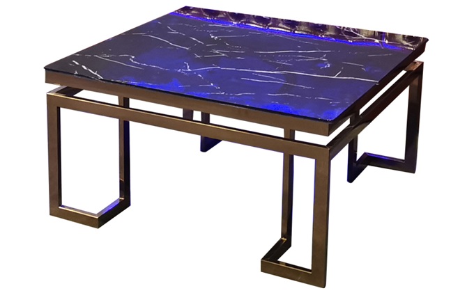 KTV歌廳專用鋼（gāng）化玻璃台不鏽鋼發光茶幾