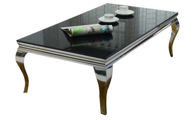 KTV酒吧歐式鋼化玻璃麵簡約（yuē）不鏽鋼茶幾