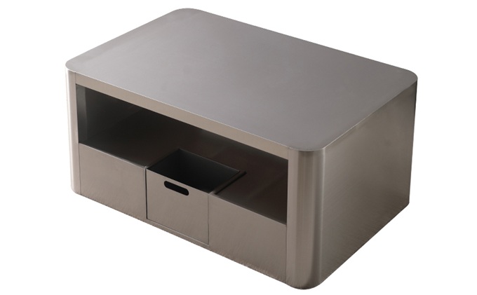 高端商務ktv中空帶抽屜不鏽鋼金屬茶幾