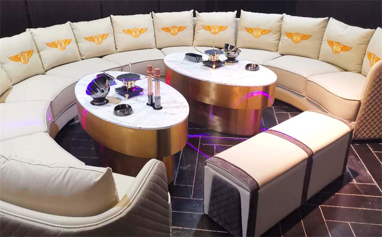 酒吧ktv輕奢不鏽鋼（gāng）橢圓形茶幾