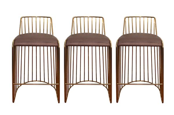 複古簡約酒吧不（bú）鏽鋼靠背高腳椅家具