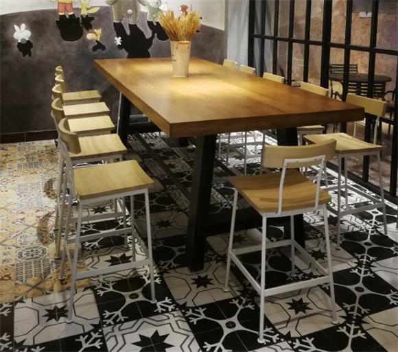 中式休閑實木酒吧吧台吧椅