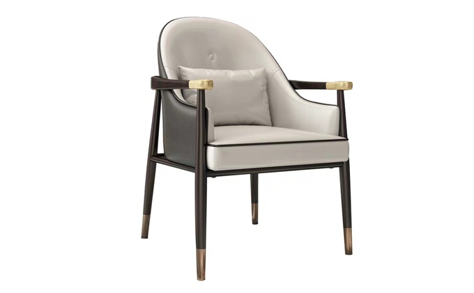 咖啡（fēi）廳輕奢實木皮革軟包靠（kào）背椅