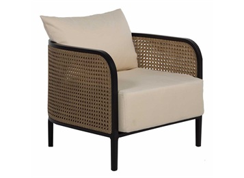 咖啡廳中式布藝軟包實木藤條咖啡（fēi）椅