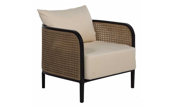 咖啡廳中式布（bù）藝軟包（bāo）實木（mù）藤條（tiáo）咖啡椅（yǐ）