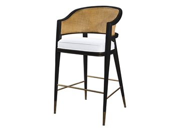 咖（kā）啡廳休閑實木藤編吧（ba）台高腳椅