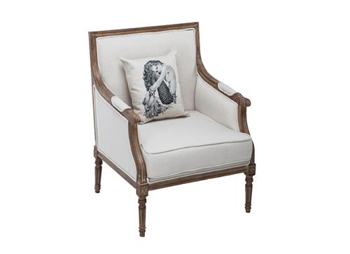 複古美式鄉村咖啡廳實木布藝單人(rén)沙發