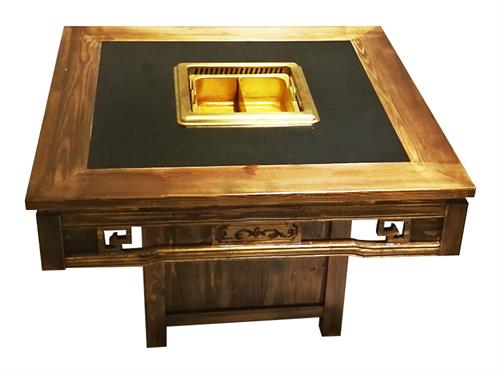 大龍焱仿古實木新中式無煙淨(jìng)化火鍋桌子