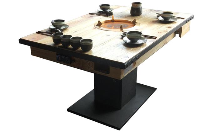 火鍋店中式風格(gé)實木燃氣灶火鍋(guō)桌