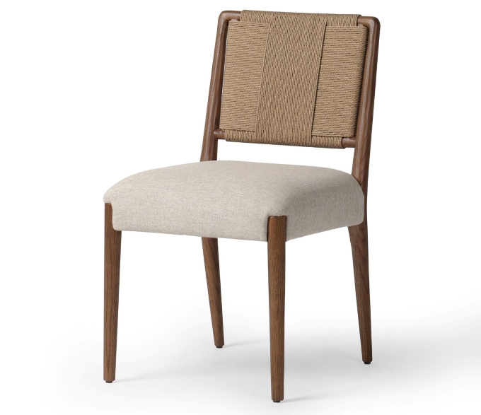 簡約實木(mù)麻繩餐椅