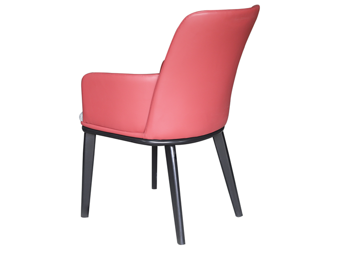 現代（dài）紅色皮革與灰色布藝實木餐椅