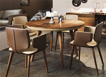 北歐胡（hú）桃實木簡約圓（yuán）形餐（cān）