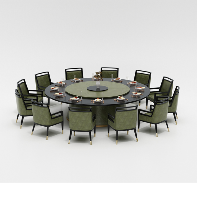 酒店（diàn）包（bāo）間時尚新中式2米電動（dòng）餐（cān）桌豪華自動旋轉大（dà）圓桌