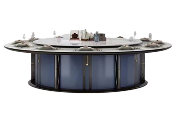 會所包（bāo）間新中式旋轉大（dà）理（lǐ）石（shí）電動餐（cān）桌